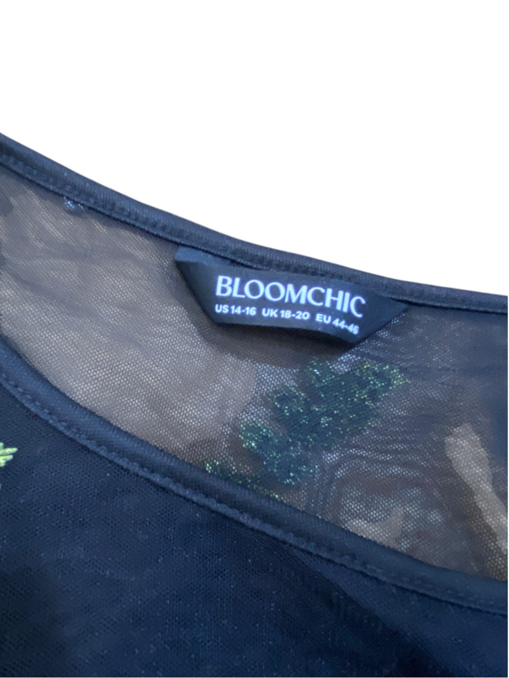 BloomChic Black Mesh Overlay Dress With Floral Embroidery - Picture 7 of 7